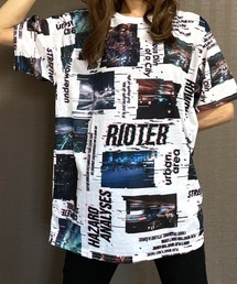ストリート フォト 昇華転写 総柄 tシャツ ロゴ カラフル インパクト デザイン
