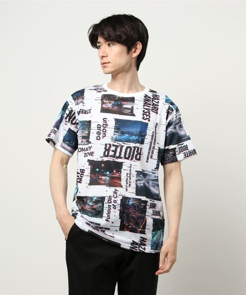 GGD(ジージーディー)の「ストリート フォト 昇華転写 総柄 tシャツ ロゴ カラフル インパクト デザイン(Tシャツ/カットソー・メンズ・ホワイト/ブラック/ベージュ・LL/M/L)」の6枚目の写真