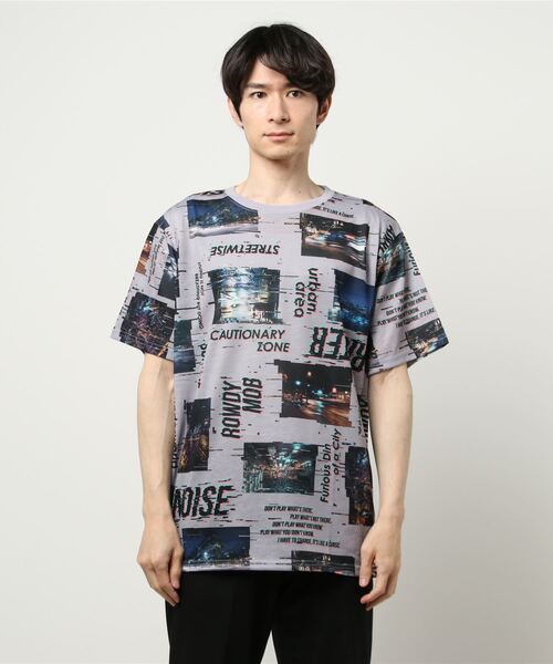 GGD(ジージーディー)の「ストリート フォト 昇華転写 総柄 tシャツ ロゴ カラフル インパクト デザイン(Tシャツ/カットソー・メンズ・ホワイト/ブラック/ベージュ・LL/M/L)」の12枚目の写真