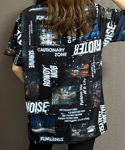 GGD(ジージーディー)の「ストリート フォト 昇華転写 総柄 tシャツ ロゴ カラフル インパクト デザイン(Tシャツ/カットソー・メンズ・ホワイト/ブラック/ベージュ・LL/M/L)」の10枚目の写真