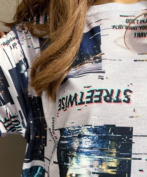 GGD(ジージーディー)の「ストリート フォト 昇華転写 総柄 tシャツ ロゴ カラフル インパクト デザイン(Tシャツ/カットソー・メンズ・ホワイト/ブラック/ベージュ・LL/M/L)」の14枚目の写真