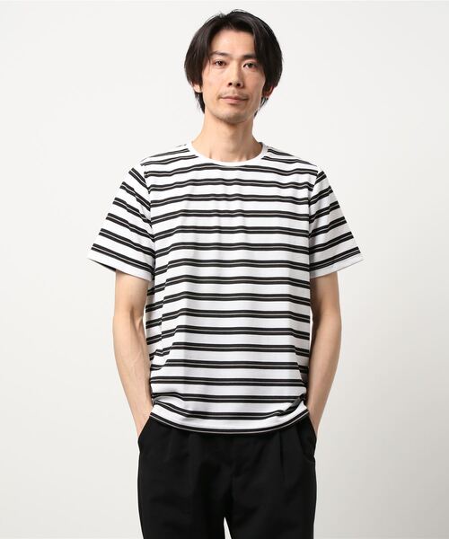 セール タカキューメンズ Taka Q Men接触冷感 吸水速乾 リップルボーダークルーネック半袖tシャツ Tシャツ カットソー Taka Q タカキュー のファッション通販 Zozotown
