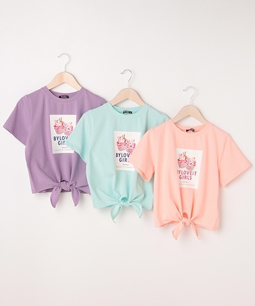 by LOVEiT(バイラビット)の「裾結びカップケーキロゴプリント半袖Tシャツ(Tシャツ/カットソー・キッズ・ラベンダー/ピンク/エメラルド・120cm/130cm/140cm/150cm/160cm)」の15枚目の写真