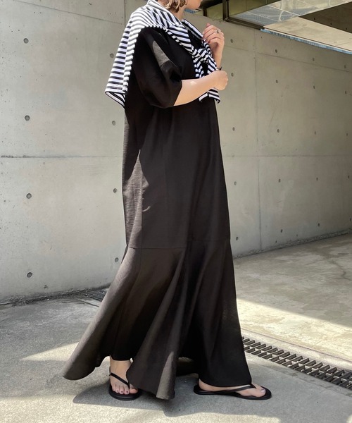 DouDou(ドゥドゥ)の「【WEB限定】バルーンスリーブ裾切替ワンピース(ワンピース・レディース・ブラック/ブルー/ライトベージュ・FREE)」の10枚目の写真