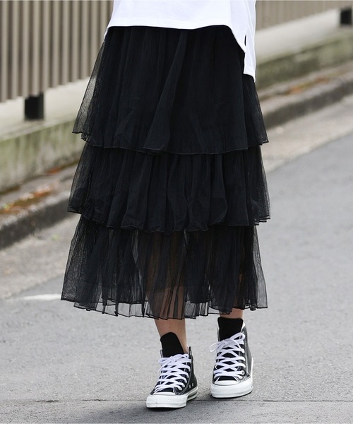 ARCANUM DESIGN（アルカナムデザイン）の「ARL ティアードレーススカート（スカート・レディース・ホワイト/ブラック・FREE）」の6枚目の写真