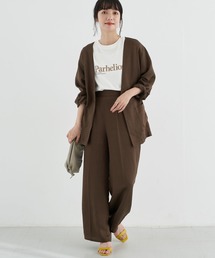 earth music&ecology | 【WEB限定】ジャケット+ワイドパンツSET ＊(ノーカラージャケット)