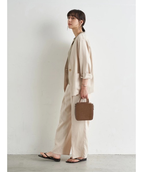 earth music&ecology（アースミュージックアンドエコロジー）の「【WEB限定】ジャケット+ワイドパンツSET ＊（ノーカラージャケット・レディース・ベージュ/ブラウン/アイボリー・FREE）」の10枚目の写真