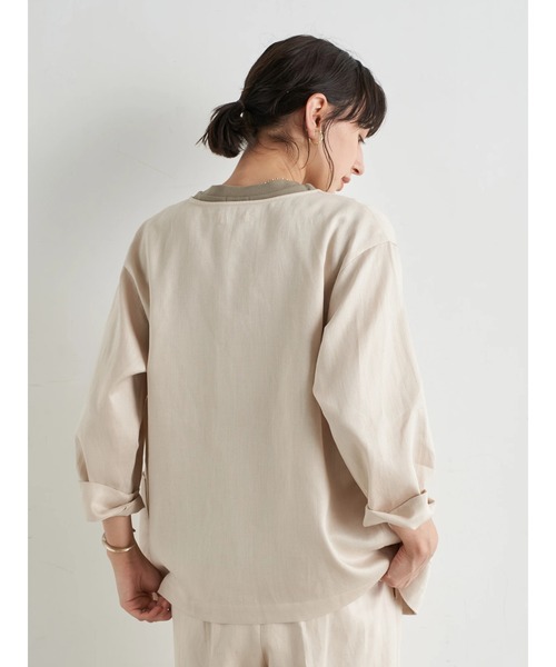 earth music&ecology（アースミュージックアンドエコロジー）の「【WEB限定】ジャケット+ワイドパンツSET ＊（ノーカラージャケット・レディース・ベージュ/ブラウン/アイボリー・FREE）」の17枚目の写真