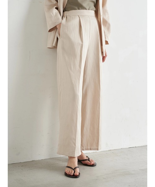 earth music&ecology（アースミュージックアンドエコロジー）の「【WEB限定】ジャケット+ワイドパンツSET ＊（ノーカラージャケット・レディース・ベージュ/ブラウン/アイボリー・FREE）」の18枚目の写真