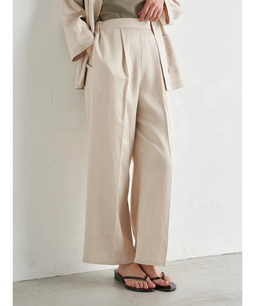 earth music&ecology（アースミュージックアンドエコロジー）の「【WEB限定】ジャケット+ワイドパンツSET ＊（ノーカラージャケット・レディース・ベージュ/ブラウン/アイボリー・FREE）」の19枚目の写真