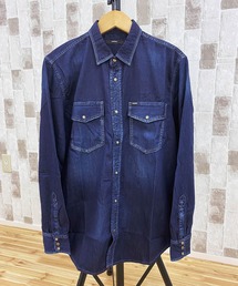 ウォッシュ加工長袖デニムシャツ　D-ROOKE