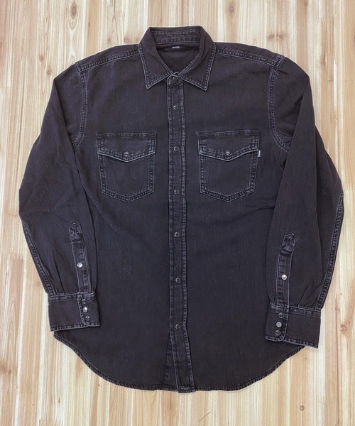 DIESEL（ディーゼル）の「ウォッシュ加工長袖デニムシャツ　D-ROOKE（シャツ/ブラウス・メンズ・ブラック/インディゴブルー・S/L/X-SMALL/M/XL/XXL）」の9枚目の写真