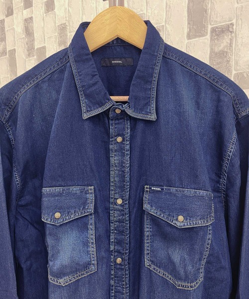 DIESEL（ディーゼル）の「ウォッシュ加工長袖デニムシャツ　D-ROOKE（シャツ/ブラウス・メンズ・ブラック/インディゴブルー・S/L/X-SMALL/M/XL/XXL）」の14枚目の写真