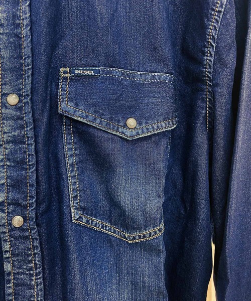 DIESEL（ディーゼル）の「ウォッシュ加工長袖デニムシャツ　D-ROOKE（シャツ/ブラウス・メンズ・ブラック/インディゴブルー・S/L/X-SMALL/M/XL/XXL）」の16枚目の写真