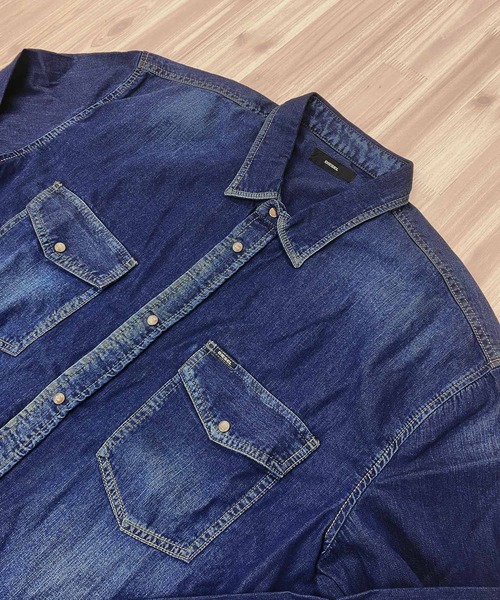 DIESEL（ディーゼル）の「ウォッシュ加工長袖デニムシャツ　D-ROOKE（シャツ/ブラウス・メンズ・ブラック/インディゴブルー・S/L/X-SMALL/M/XL/XXL）」の19枚目の写真