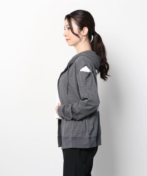 AS KNOW AS PINKY(アズノゥアズピンキー)の「ベストフレンズ肩見せパーカー(パーカー・レディース・チャコールグレー/グレー・FREE)」の4枚目の写真