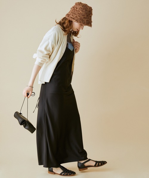 MADEMOISELLE ROPE'（マドモアゼル ロペ）の「【セット対応】ハニカムスナップボタンカーディガン（カーディガン/ボレロ・レディース・ブラック/オフホワイト/オレンジ・38）」の7枚目の写真