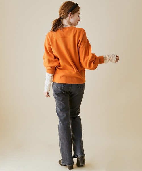 MADEMOISELLE ROPE'（マドモアゼル ロペ）の「【セット対応】ハニカムスナップボタンカーディガン（カーディガン/ボレロ・レディース・ブラック/オフホワイト/オレンジ・38）」の11枚目の写真