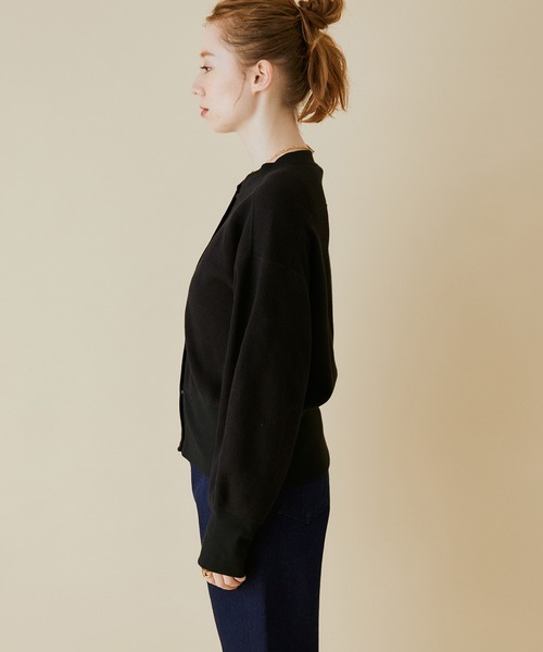 MADEMOISELLE ROPE'（マドモアゼル ロペ）の「【セット対応】ハニカムスナップボタンカーディガン（カーディガン/ボレロ・レディース・ブラック/オフホワイト/オレンジ・38）」の17枚目の写真