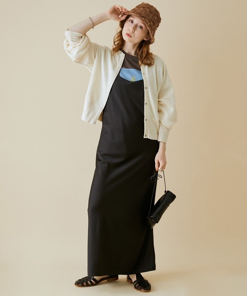 MADEMOISELLE ROPE'（マドモアゼル ロペ）の「【セット対応】ハニカムスナップボタンカーディガン（カーディガン/ボレロ・レディース・ブラック/オフホワイト/オレンジ・38）」の4枚目の写真