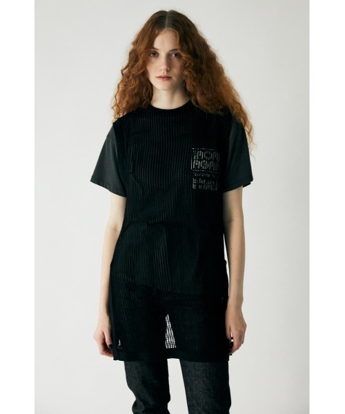 MOUSSY(マウジー)の「LONGLINE MESH KNIT トップス(ニット/セーター・レディース・ライトカーキ/ブルー/ブラック・FREE)」の2枚目の写真