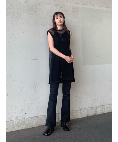MOUSSY(マウジー)の「LONGLINE MESH KNIT トップス(ニット/セーター・レディース・ライトカーキ/ブルー/ブラック・FREE)」の21枚目の写真