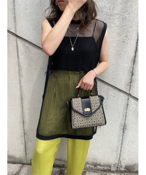 MOUSSY(マウジー)の「LONGLINE MESH KNIT トップス(ニット/セーター・レディース・ライトカーキ/ブルー/ブラック・FREE)」の22枚目の写真