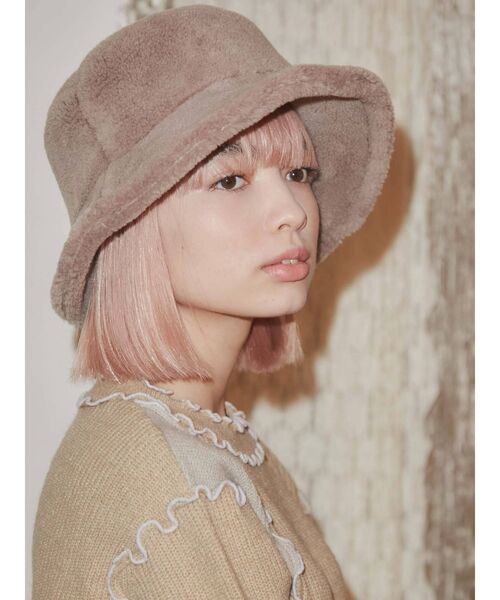 merry jenny（メリージェニー）の「mocomocoボアhat（ハット・レディース・ピンク/アイボリー・FREE）」の6枚目の写真