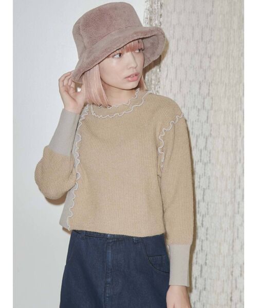 merry jenny（メリージェニー）の「mocomocoボアhat（ハット・レディース・ピンク/アイボリー・FREE）」の8枚目の写真