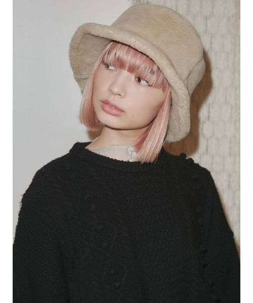 merry jenny（メリージェニー）の「mocomocoボアhat（ハット・レディース・ピンク/アイボリー・FREE）」の5枚目の写真