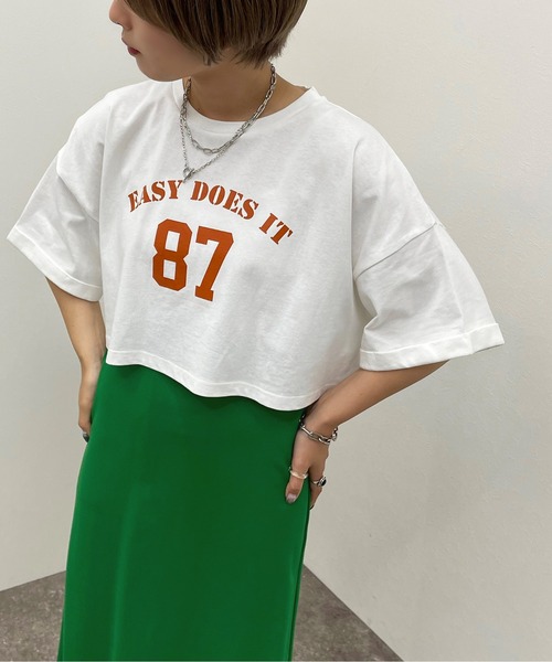 apres jour mignon（アプレジュールミニョン）の「アソートプリントショートＴ【ZOZOTOWN限定アイテム】（Tシャツ/カットソー・レディース・ダークグリーン/ネイビー/オフホワイト/ナチュラル/ダークブルー/イエロー系その他・X-LARGE/フリー）」の2枚目の写真