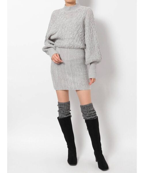 MERCURYDUO（マーキュリーデュオ）の「ケーブルニットミニワンピース（ワンピース・レディース・オフホワイト/ライトグレー/ベージュ・FREE）」の17枚目の写真
