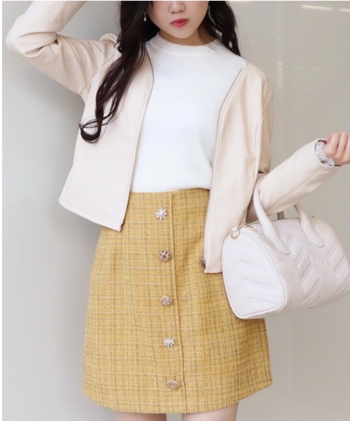 MIIA（ミーア）の「ハートカラージャケット（ノーカラージャケット・レディース・ブラック/ベージュ・FREE）」の12枚目の写真