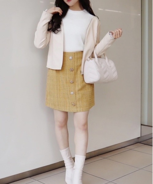 MIIA（ミーア）の「ハートカラージャケット（ノーカラージャケット・レディース・ブラック/ベージュ・FREE）」の13枚目の写真