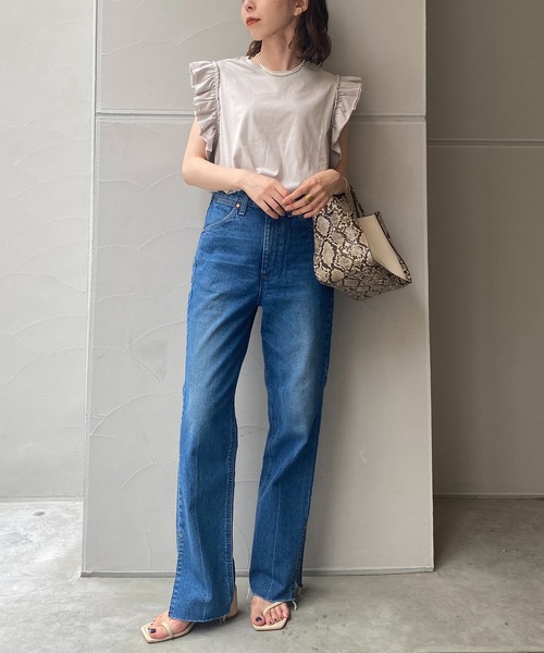 Wrangler（ラングラー）の「【Wrangler/ラングラー】カットオフスリットストレートデニム（デニムパンツ・レディース・ブラック/ブルー・XS/S）」の10枚目の写真