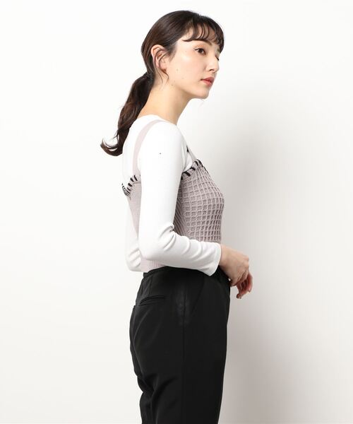 ANDGEEBEE（アンジービー）の「コードニットビスチェ（ニット/セーター・レディース・スモークピンク/ブラック・MEDIUM）」の9枚目の写真