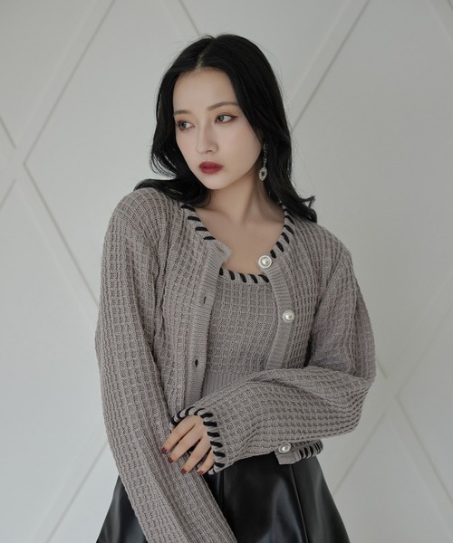 ANDGEEBEE（アンジービー）の「コードニットビスチェ（ニット/セーター・レディース・スモークピンク/ブラック・MEDIUM）」の8枚目の写真