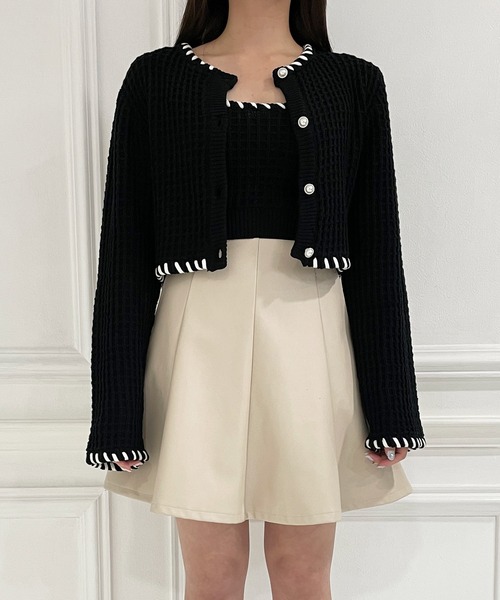 ANDGEEBEE（アンジービー）の「コードニットビスチェ（ニット/セーター・レディース・スモークピンク/ブラック・MEDIUM）」の4枚目の写真