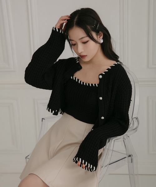 ANDGEEBEE（アンジービー）の「コードニットビスチェ（ニット/セーター・レディース・スモークピンク/ブラック・MEDIUM）」の16枚目の写真