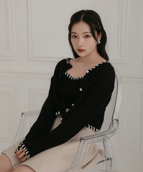 ANDGEEBEE（アンジービー）の「コードニットビスチェ（ニット/セーター・レディース・スモークピンク/ブラック・MEDIUM）」の17枚目の写真