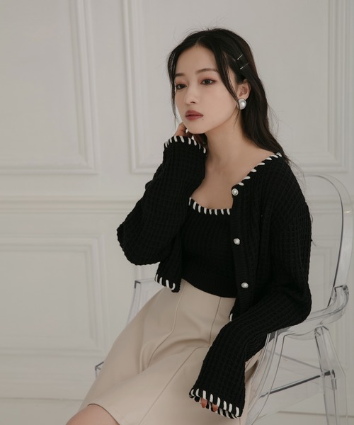 ANDGEEBEE（アンジービー）の「コードニットビスチェ（ニット/セーター・レディース・スモークピンク/ブラック・MEDIUM）」の18枚目の写真