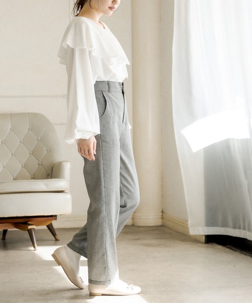 OLIVE des OLIVE（オリーブデオリーブ）の「ケープカラーラッフルブラウス（シャツ/ブラウス・レディース・ブラウン/オフホワイト/ライトベージュ・FREE）」の10枚目の写真