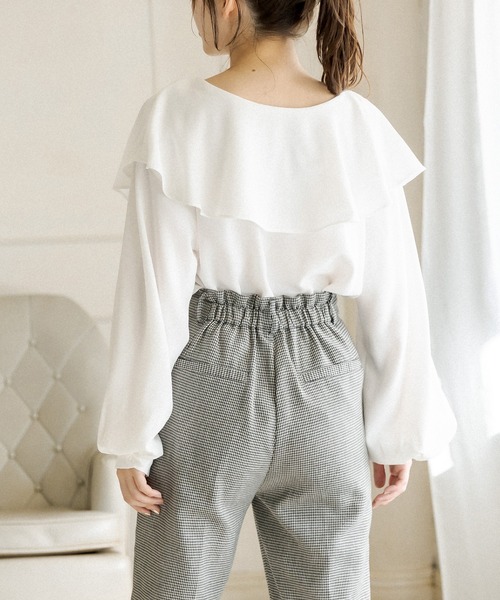 OLIVE des OLIVE（オリーブデオリーブ）の「ケープカラーラッフルブラウス（シャツ/ブラウス・レディース・ブラウン/オフホワイト/ライトベージュ・FREE）」の17枚目の写真