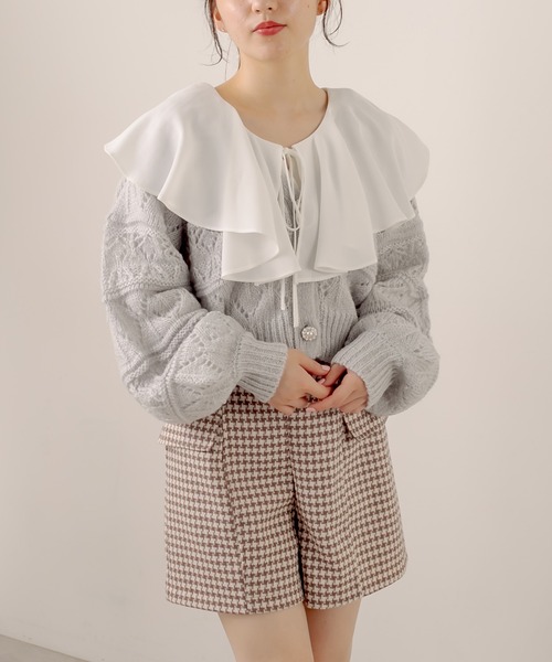 OLIVE des OLIVE（オリーブデオリーブ）の「ケープカラーラッフルブラウス（シャツ/ブラウス・レディース・ブラウン/オフホワイト/ライトベージュ・FREE）」の19枚目の写真