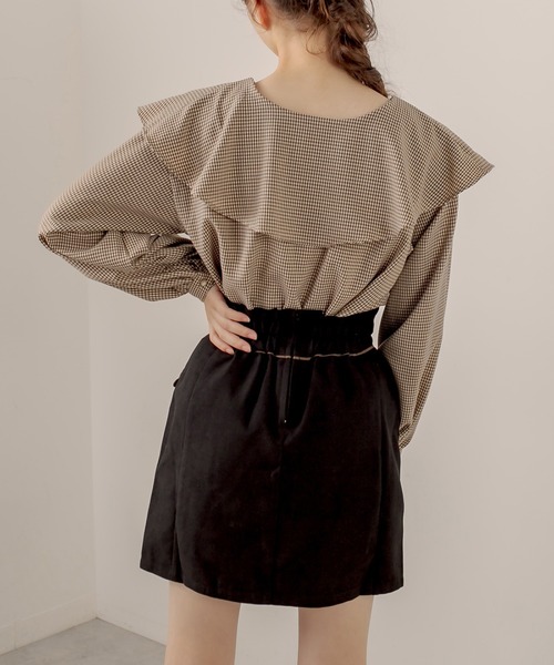 OLIVE des OLIVE（オリーブデオリーブ）の「ケープカラーラッフルブラウス（シャツ/ブラウス・レディース・ブラウン/オフホワイト/ライトベージュ・FREE）」の9枚目の写真