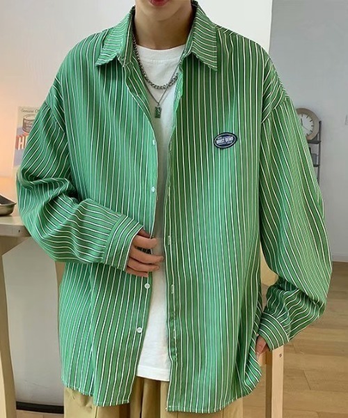 MGV（エムジーヴィー）の「ワンポイントシンプルストライプシャツ（シャツ/ブラウス・メンズ・ブルー/ベージュ/グリーン/グレー・X-LARGE/MEDIUM/LARGE）」の18枚目の写真