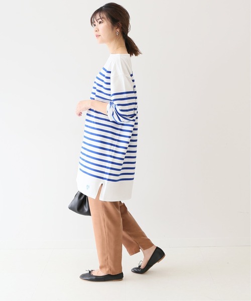 SLOBE IENA（スローブイエナ）の「【ORCIVAL/オーシバル】 BOAT NECK L/Sカットソー【手洗い可】◆（Tシャツ/カットソー・レディース・ベージュ/ホワイト・FREE）」の4枚目の写真