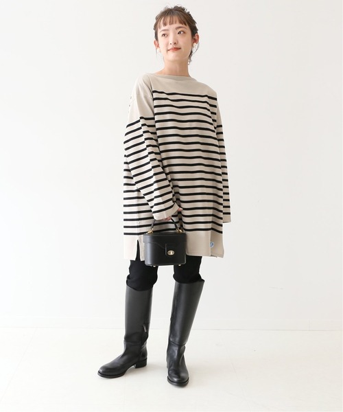 SLOBE IENA（スローブイエナ）の「【ORCIVAL/オーシバル】 BOAT NECK L/Sカットソー【手洗い可】◆（Tシャツ/カットソー・レディース・ベージュ/ホワイト・FREE）」の7枚目の写真