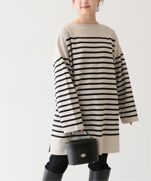 SLOBE IENA（スローブイエナ）の「【ORCIVAL/オーシバル】 BOAT NECK L/Sカットソー【手洗い可】◆（Tシャツ/カットソー・レディース・ベージュ/ホワイト・FREE）」の8枚目の写真