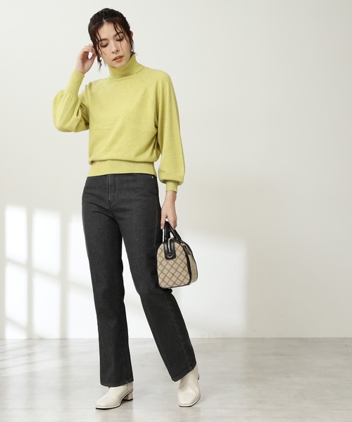 N.(N. Natural Beauty Basic)(エヌエヌナチュラルビューティーベーシック)の「◆パールボタンタートルネックニット(ニット/セーター・レディース・チャコールグレー/ネイビー/オフホワイト/イエロー・MEDIUM)」の6枚目の写真